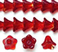 Flame Red Bell Shaped Glass Flower - 11-12mm